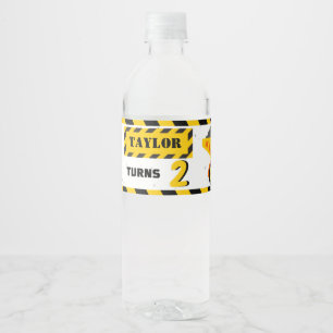 Construction Zone Birthday Water Bottle Label