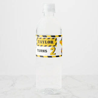 Construction Zone Birthday Water Bottle Label