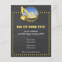 Construction Zone Chalk Birthday Party Invitation