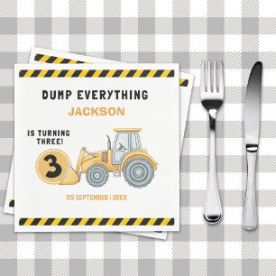 "Construction Zone Party – Dump Truck 3rd Birthday Napkin