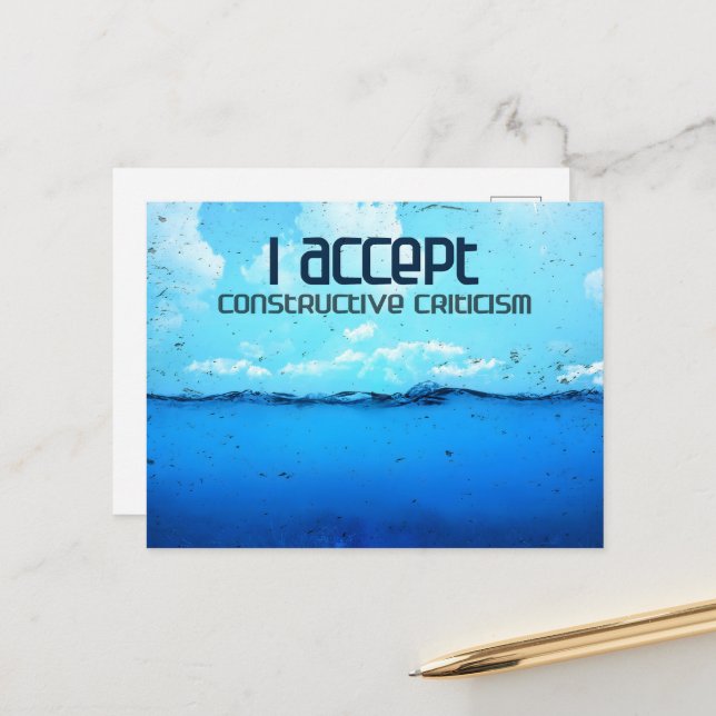 "Constructive criticism" Motivation Affirmation Postcard (Front/Back In Situ)