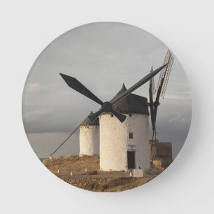 Consuegra, antique La Mancha windmills 3 Round Clock
