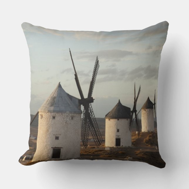 Consuegra, antique La Mancha windmills Cushion (Front)