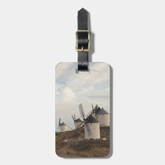 Consuegra, antique La Mancha windmills Luggage Tag (Front Vertical)