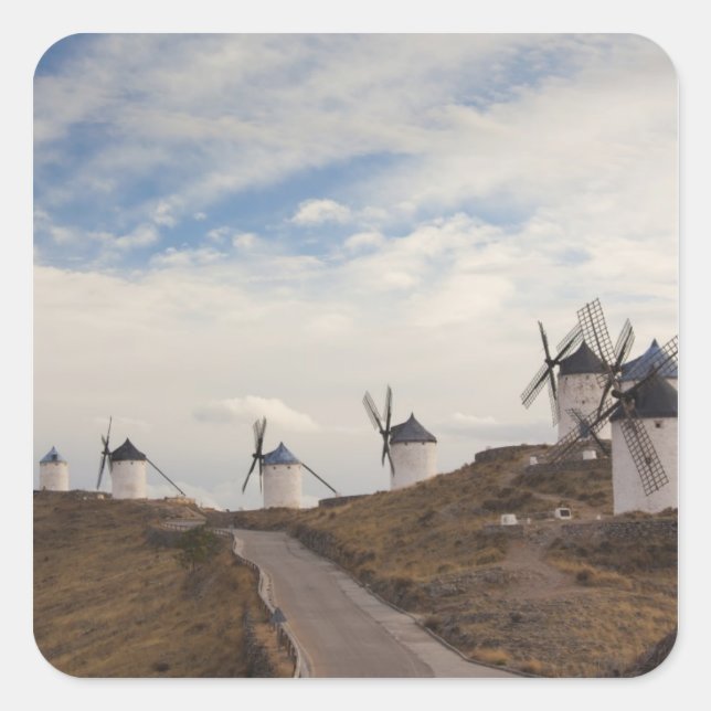 Consuegra, antique La Mancha windmills Square Sticker (Front)