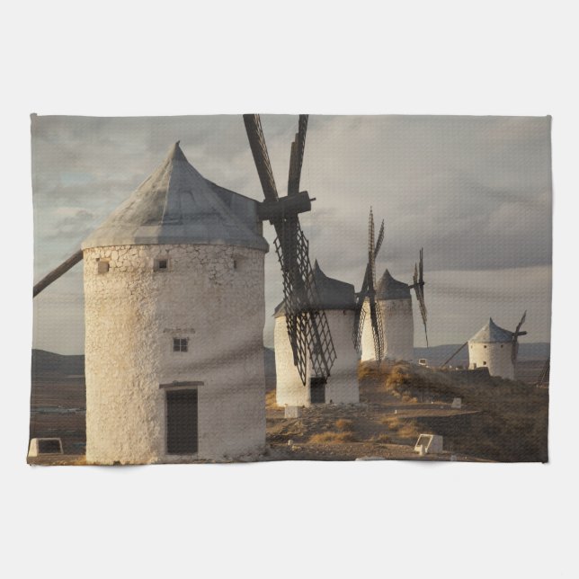 Consuegra, antique La Mancha windmills Tea Towel (Horizontal)
