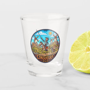 Consuegra Windmills and Don Quixote Spain Shot Glass