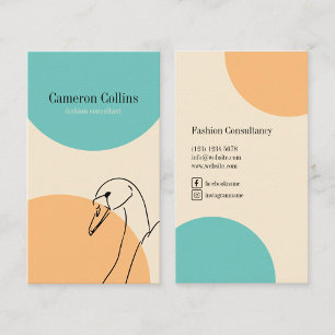 consultancy illustration cisne beige turquoise business card