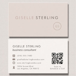 Consultant Blush Pink Beige QR Code Luxury Business Card