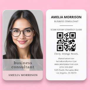 Consultant Feminine QR Code Photo Business Card