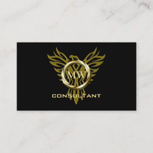 Consultant, Gold Ring, Stylised Eagle, Black Business Card