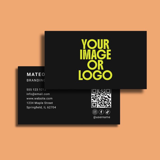 Consultant Logo Minimalist Black QR Code Business Card (Creator Uploaded)