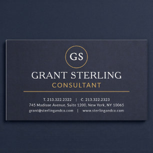 Consultant Navy Blue Gold Luxury Slate Stone Business Card
