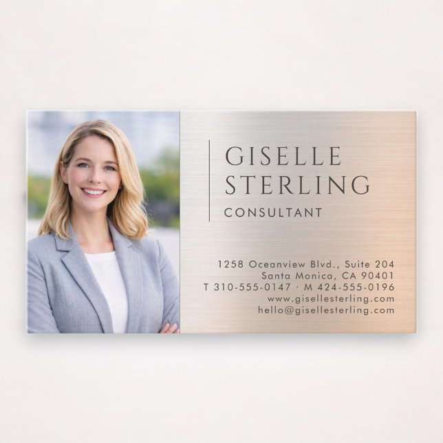 Consultant Photo Brushed Metal Business Card (Creator Uploaded)