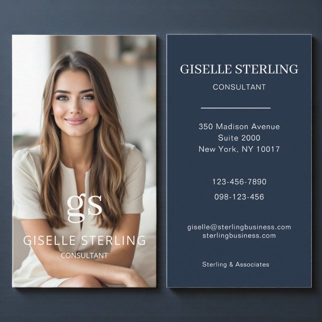 Consultant Photo Navy Blue Professional Business Card (Creator Uploaded)
