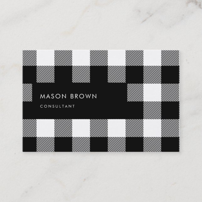 Consultant Profi Modern Geometric Buffalo Plaid Business Card (Front)