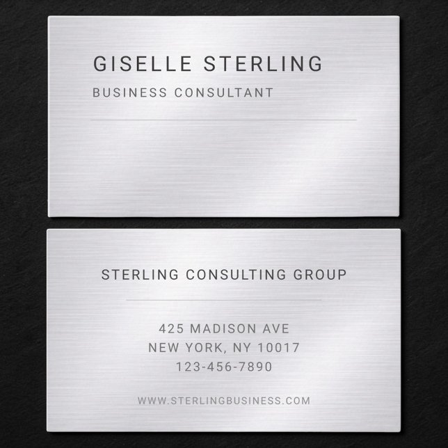 Consultant Silver Metallic Professional Business Card (Creator Uploaded)