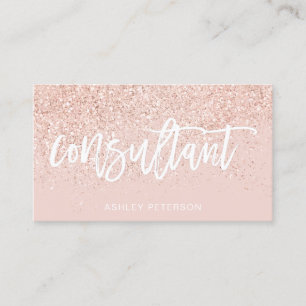 Consultant typography rose gold glitter blush pink business card