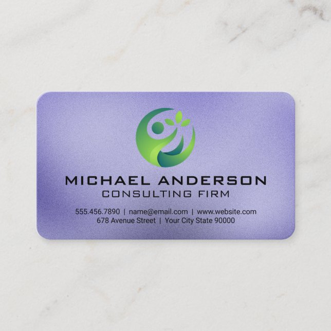 Consulting Corp Logo | Green  Business Card (Front)