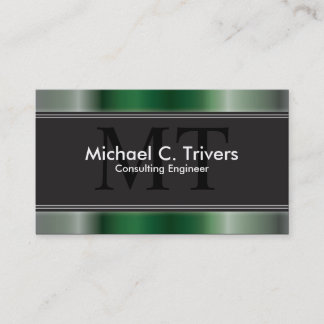 Consulting Engineer Business Card Green Monogram