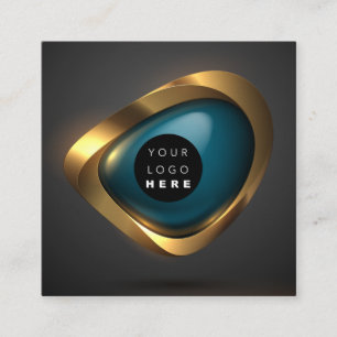 Consulting Gold Teal Grey Abstract Logo Modern Square Business Card