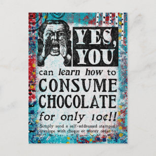 Consume Chocolate - Funny Vintage Ad Postcard