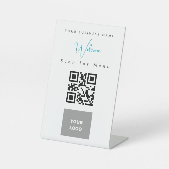 Contacless Scannable QR Code Menu Logo Pedestal Sign (Front)
