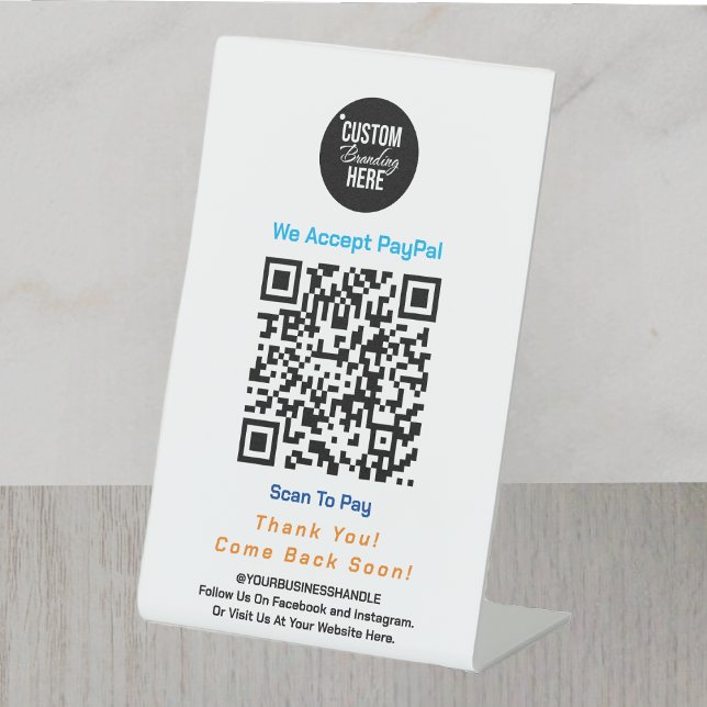 Contactless Business Pedestal Sign With Logo (logo qr code pedestal )
