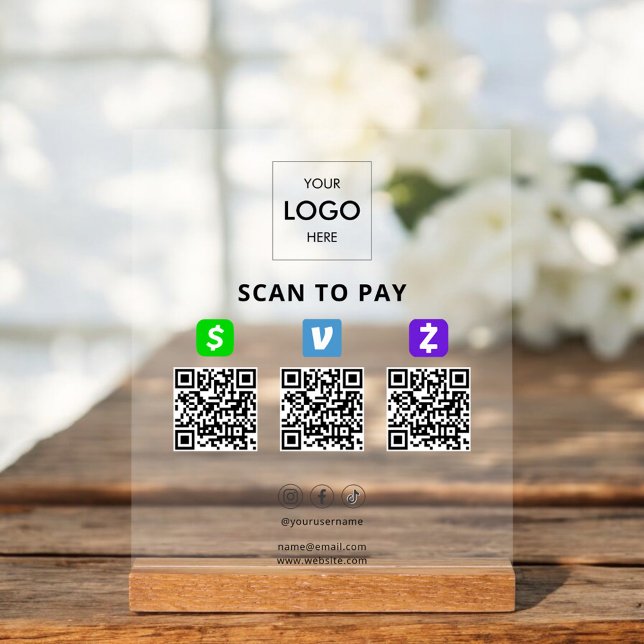 Contactless Payment QR Code Business Logo Acrylic Sign (Creator Uploaded)