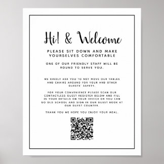 Contactless QR code guest info and welcome sign