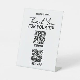 Contactless QR Code Payment Sign for Tips