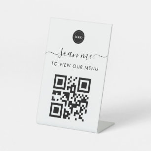 Contactless Scan Me Qr Code Menu & Logo Minimalist Pedestal Sign