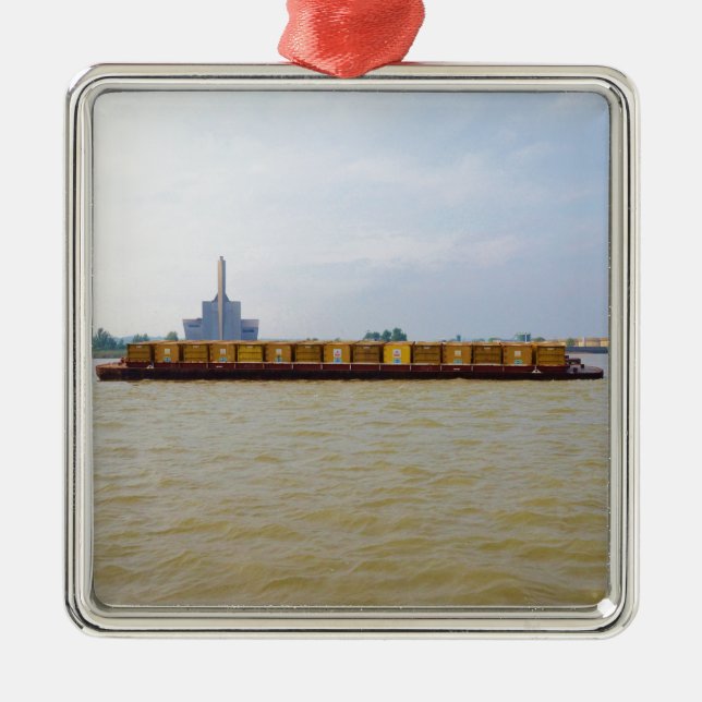 Container Barge Metal Tree Decoration (Front)
