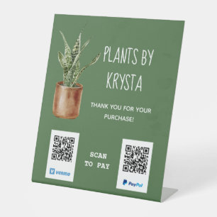 Container Plant Customisable QR Code Payment   Pedestal Sign