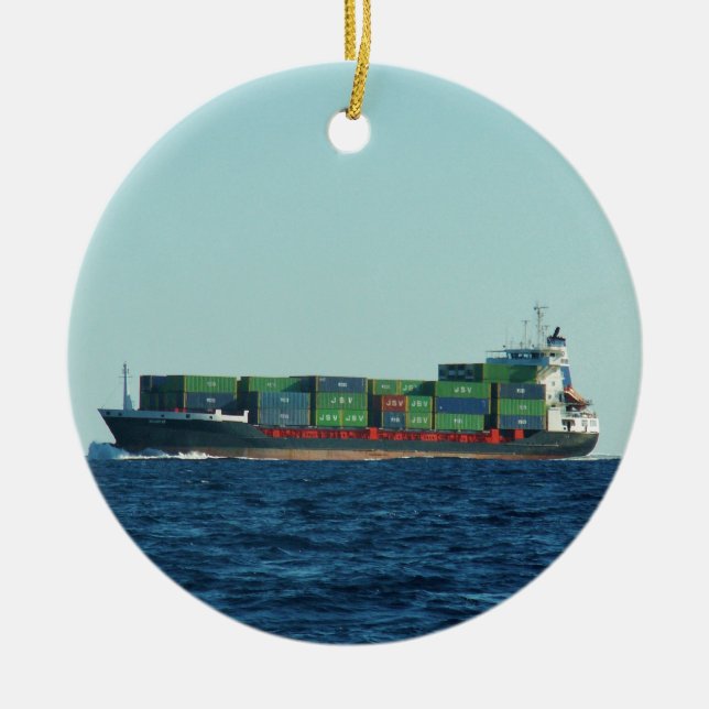 Container Ship Ceramic Tree Decoration (Front)