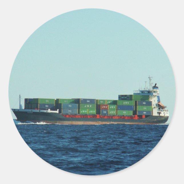 Container Ship Classic Round Sticker (Front)