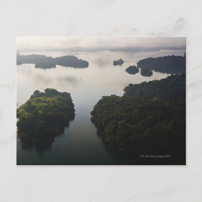 Container Ship on Lago Gatun, Panama Canal, Postcard (Front)