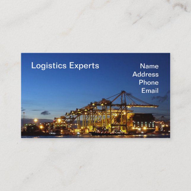 Container Terminal Loading Dock at Night Business Card (Front)