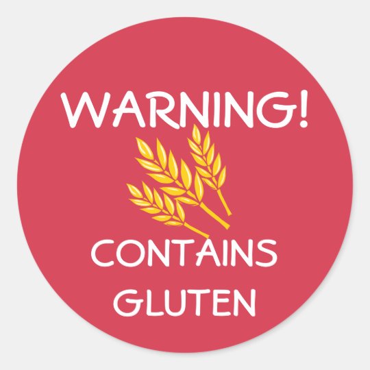 Contains Gluten Food Allergy Alert Red Classic Round Sticker Zazzle.co.nz