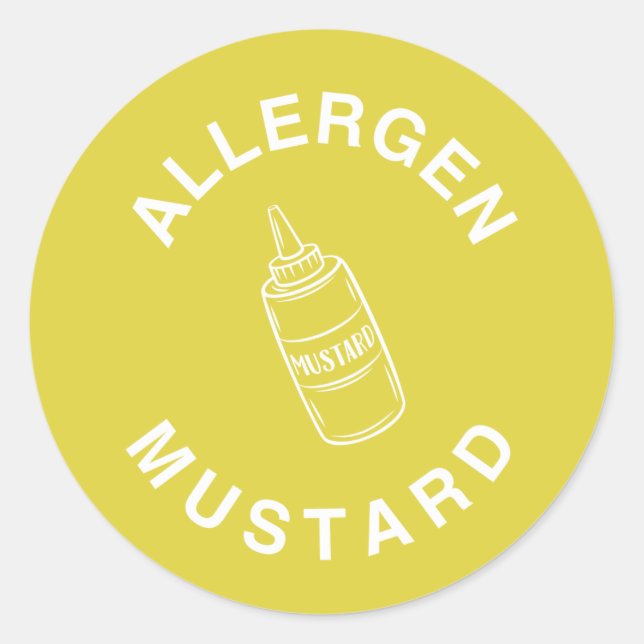 "Contains Mustard" Food Allergy Warning Classic Round Sticker (Front)