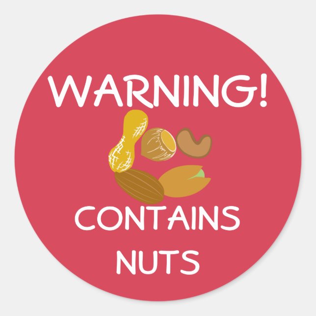 Contains Nuts Food Allergy Alert Stickers (Front)