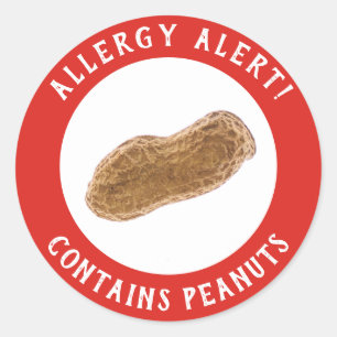 Contains Peanuts Warning - Allergy Alert Classic Round Sticker