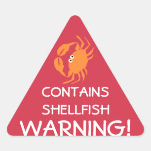 Contains Shellfish Allergy Alert Red Triangle Sticker