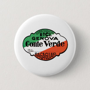 Conte Verde 1st Class Baggage Label 6 Cm Round Badge
