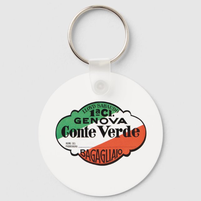 Conte Verde 1st Class Baggage Label Key Ring (Front)
