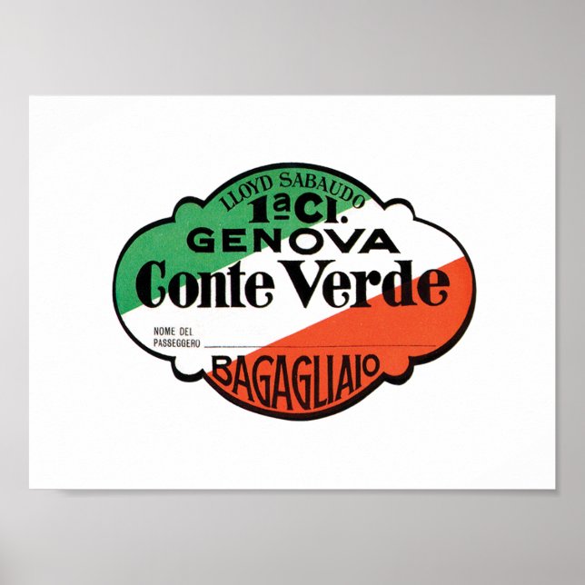Conte Verde Baggage Label Poster (Front)