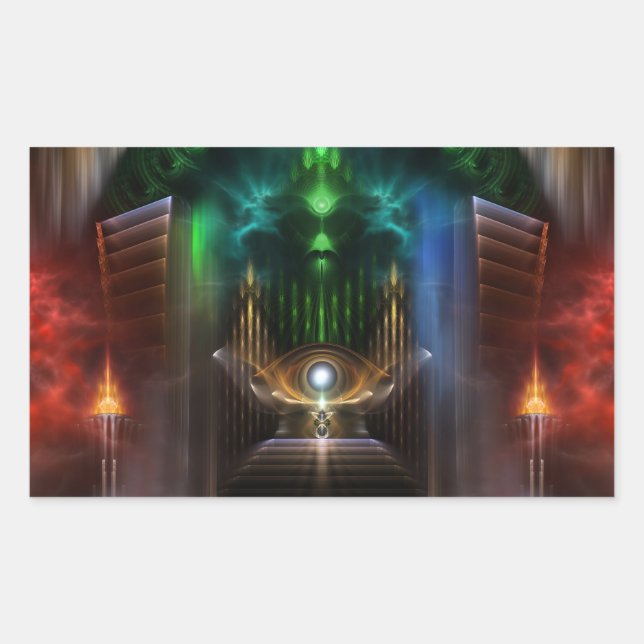 Contemplating Oz Fractal Art Rectangular Sticker (Front)