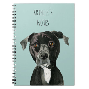 "Contemplating" Pit Bull Dog Painting Spiral Notebook