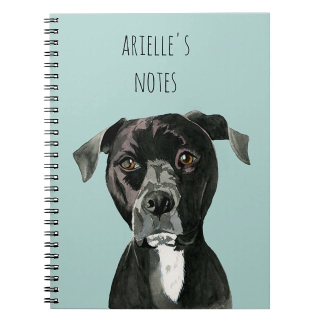 "Contemplating" Pit Bull Dog Painting Spiral Notebook (Front)