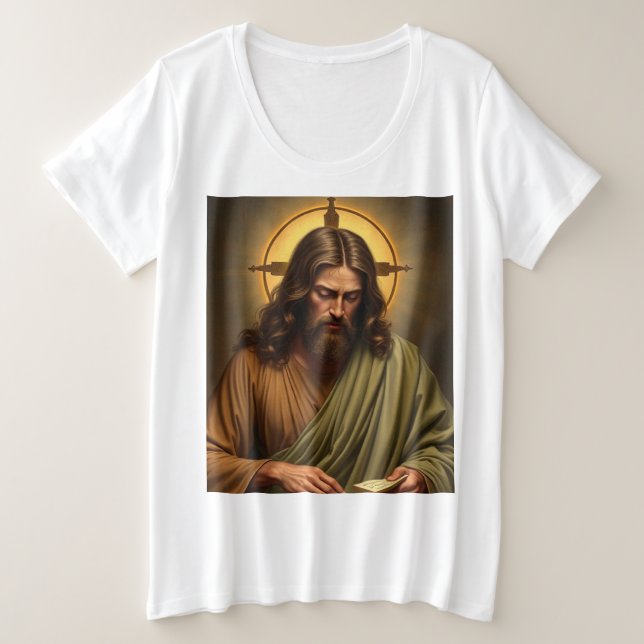 Contemplative Jesus Women's Plus Size Tee Shirt (Design Front)